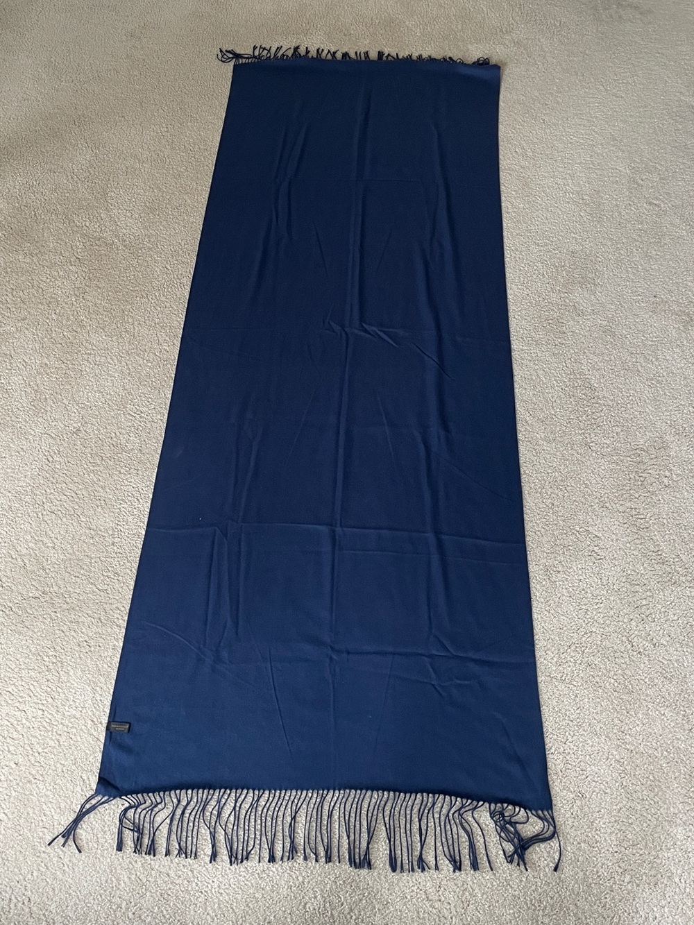 Melifluos Navy Blue Fringed Scarf / Wrap 72” x 28”